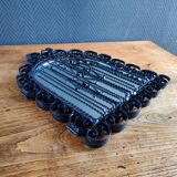 Vintage Black Wrought Iron Triptych Mirror