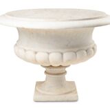 Medici vase with a gaudrooned body and flared marble neck. Circa 1880