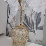 Magnificent globe pendant light, amber glass portable lamp