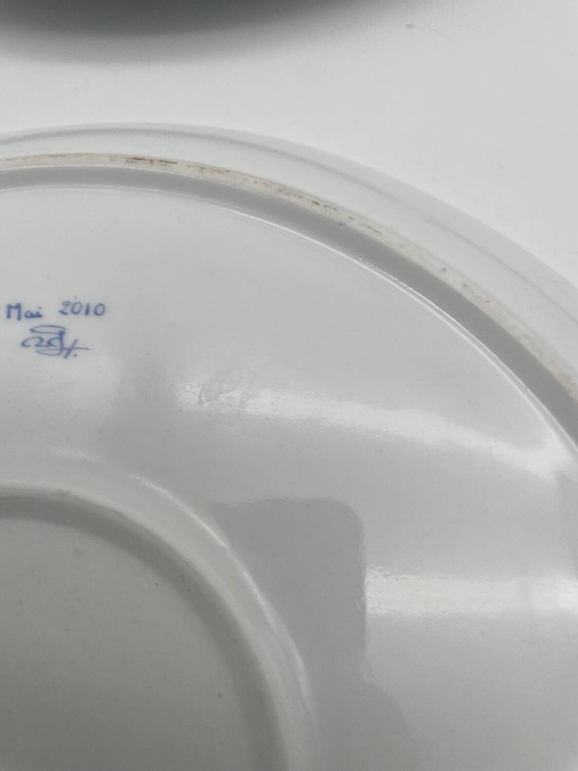 Hand painted porcelain plate with landscape decoration