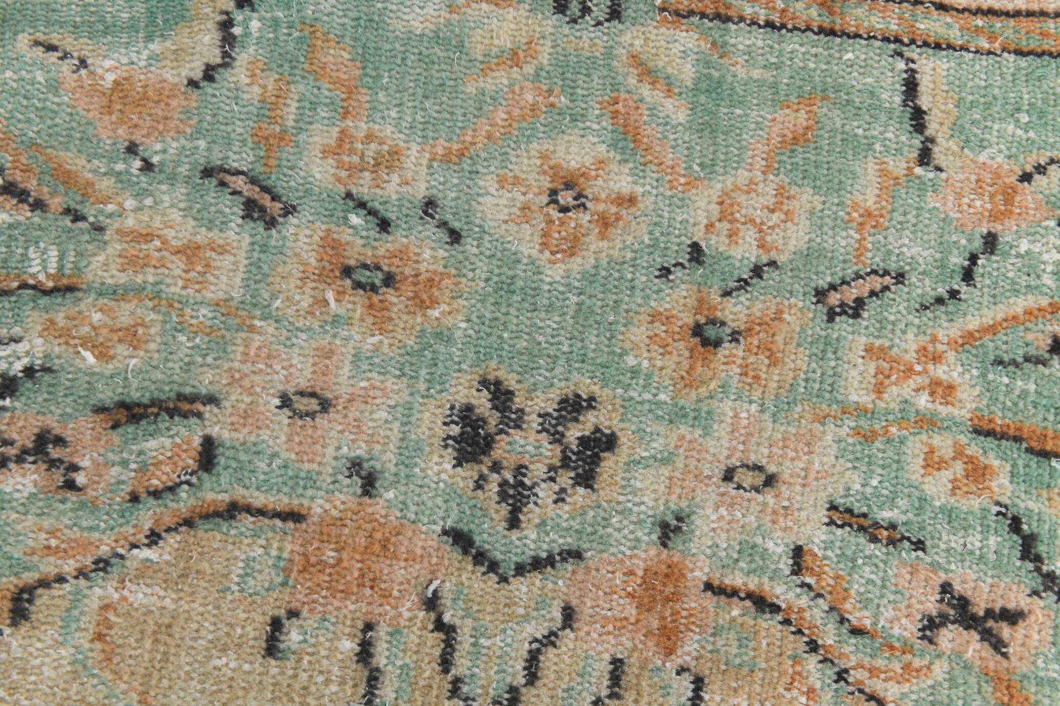 3x10 Light Green & Cream Antique Vintage Runner Rug, 80x296Cm