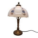 Vintage Brass Lamp With White Opaline Shade