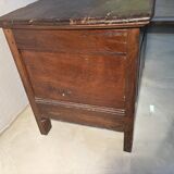 Antique rustic oak chest with original hardware and molded panels
