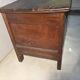 Antique rustic oak chest with original hardware and molded panels