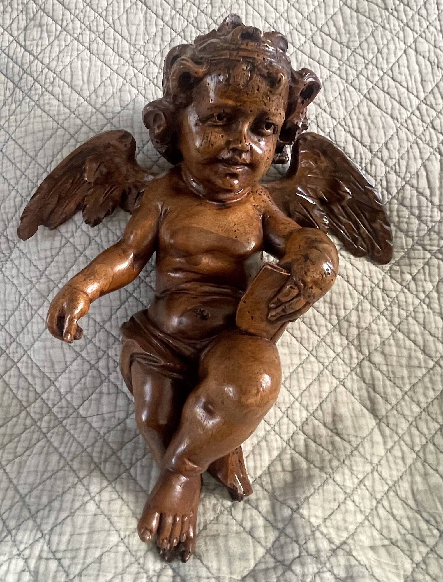 18th Century Carved Wooden Angel/Chestnut/Putto