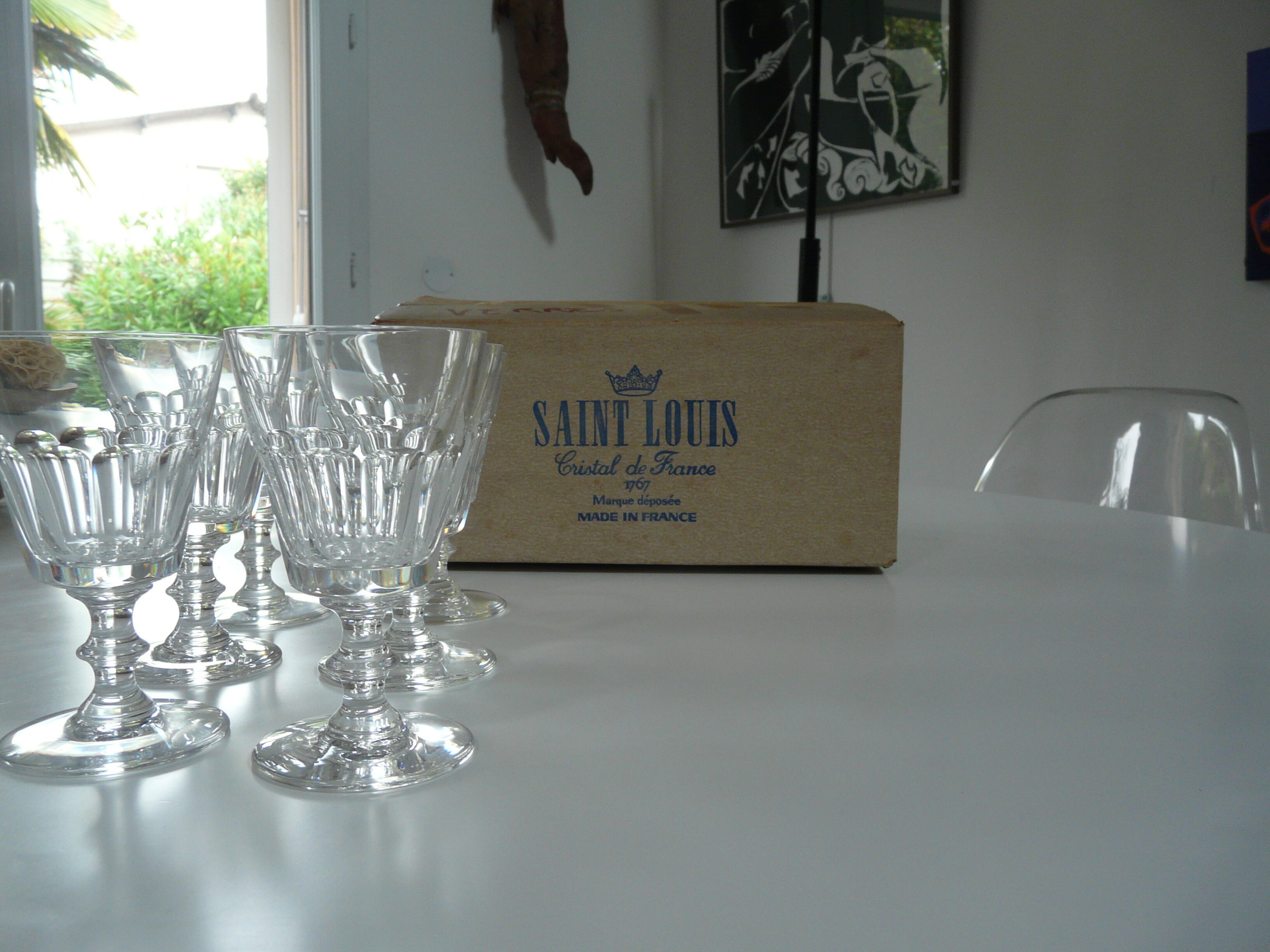 Service de six verres à pied de la cristallerie "Saint Louis"