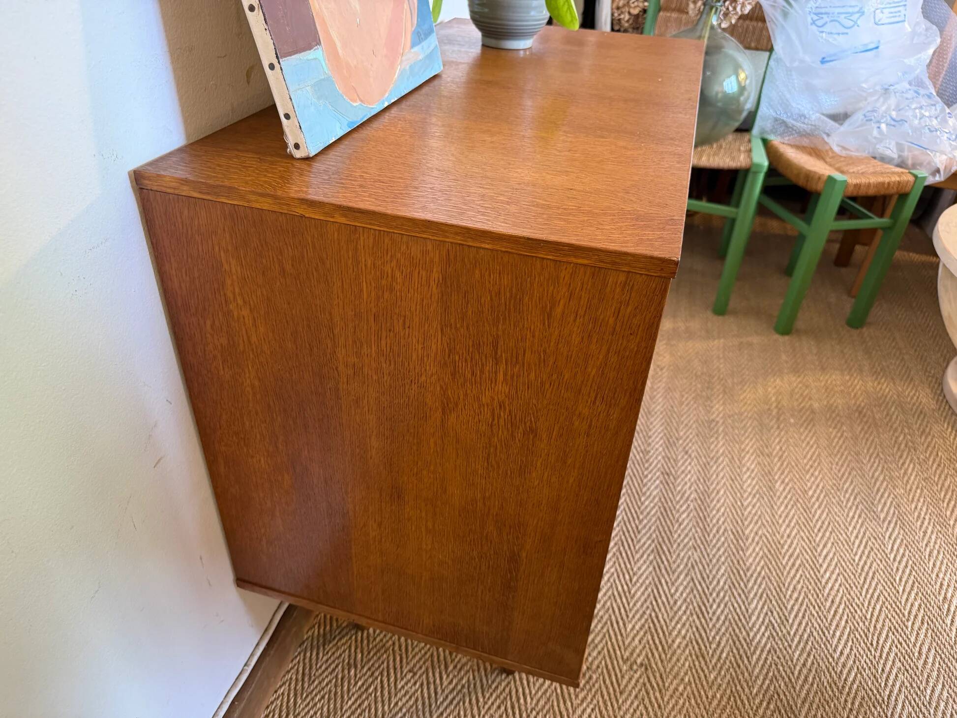 Enfilade vitrée vintage en placage de teck