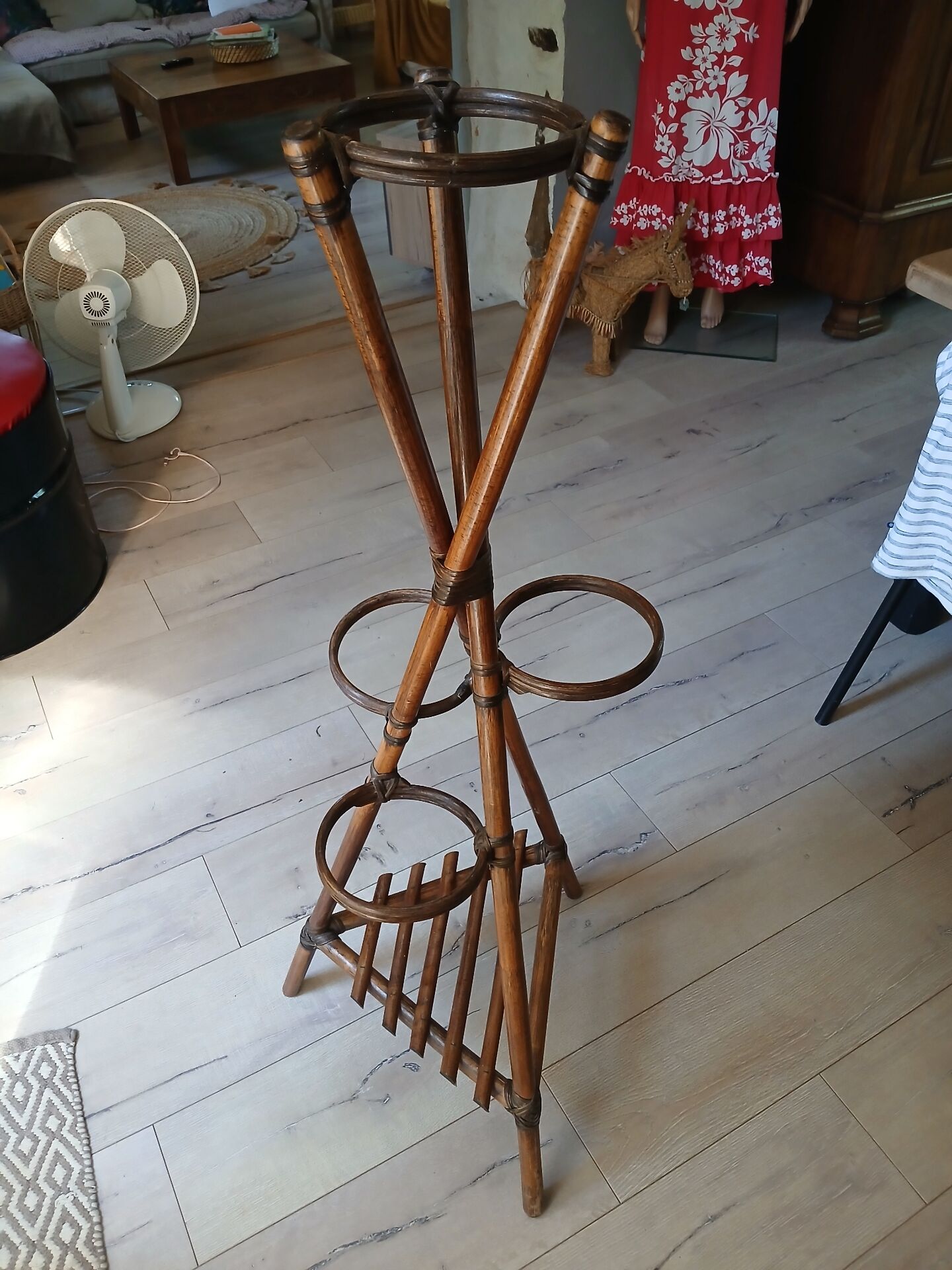 Large vintage bamboo plant stand