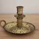 Antique brass hand candlestick – Columned fluted cellar rat