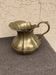 Vintage brass pitcher with "petal" patterns — decorative S-shaped handle, 1950s.