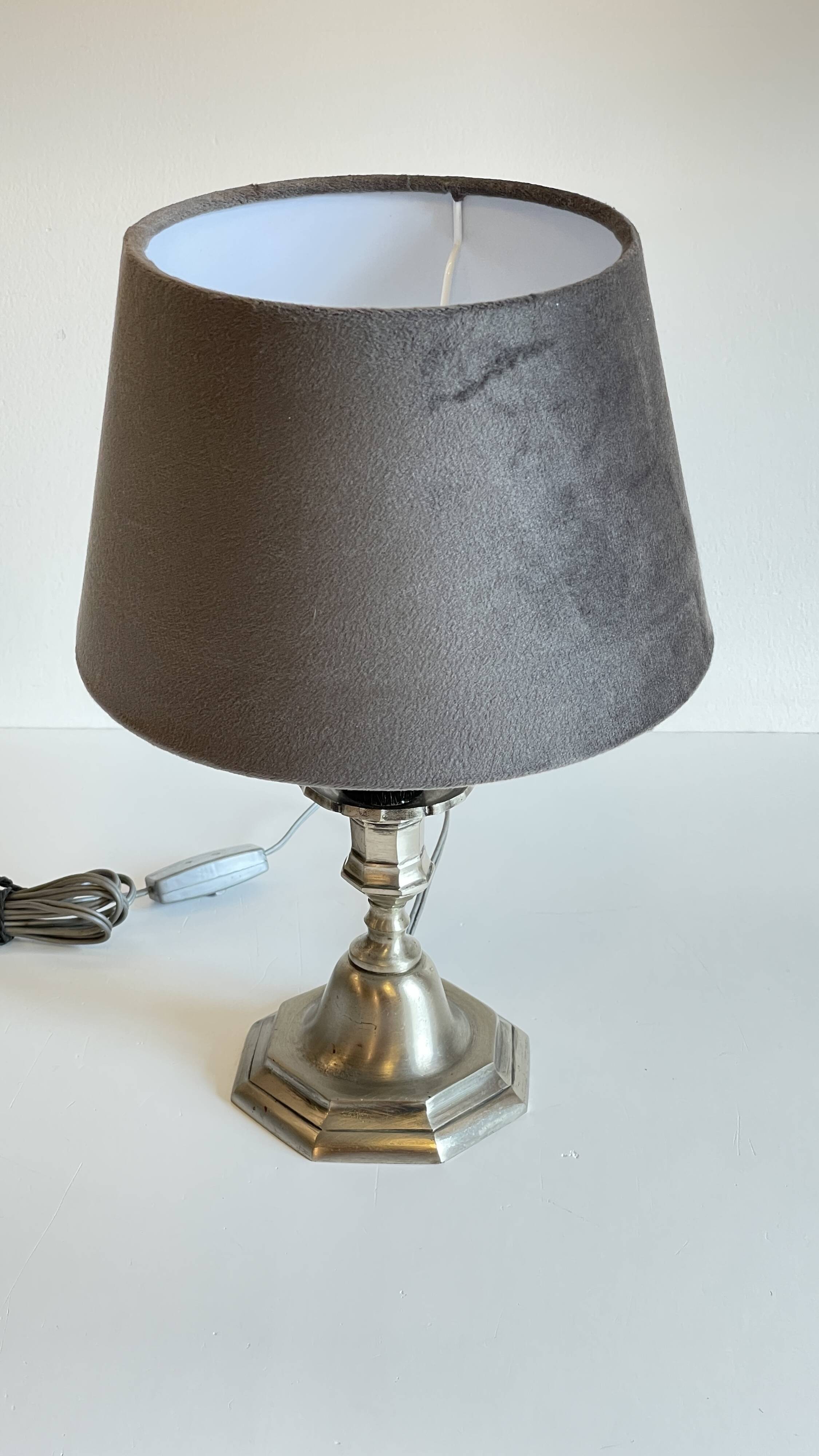 Lamp vintage steel and velvet candle holder