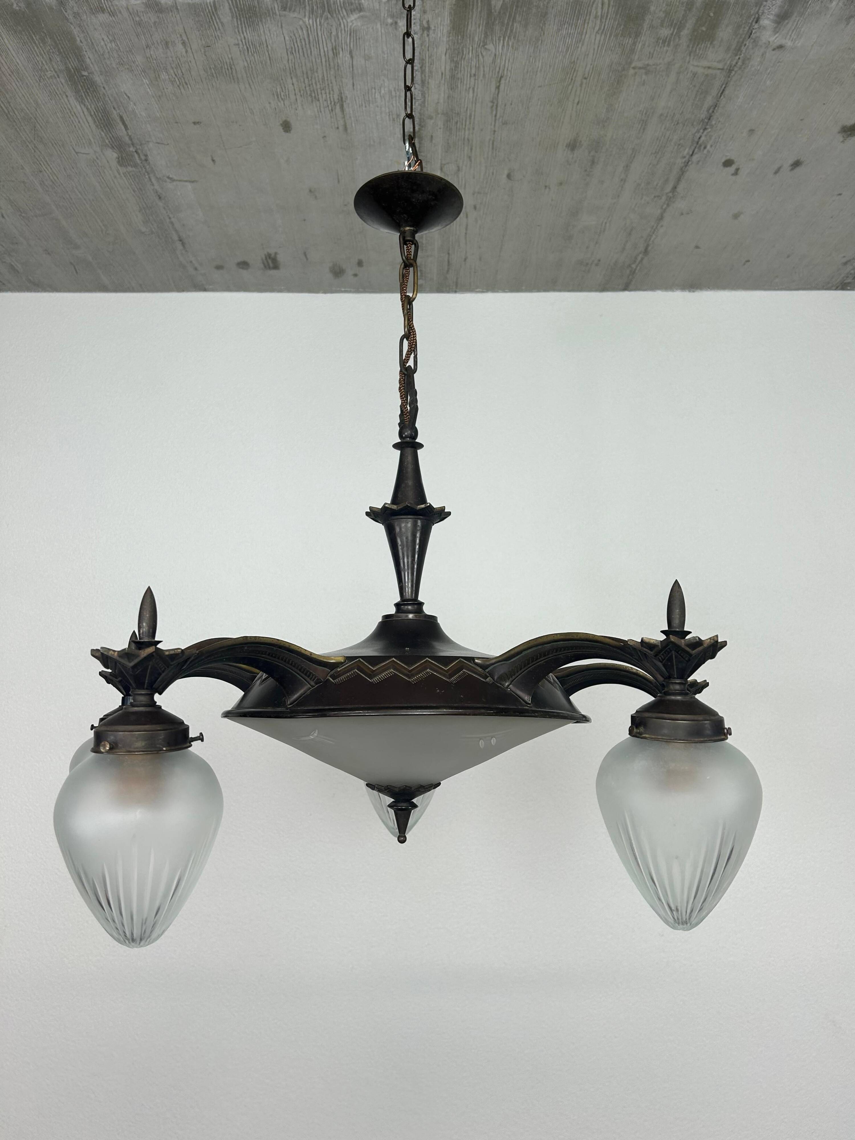 Rare cubist bronze lustre