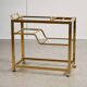 Bar Cart in Gold and Chrome with Glass Shelves, 1970s