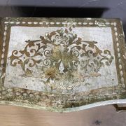 Bedside pair, 3 drawers, 1 drawer and a niche, painted golden wood, italian renaissance style