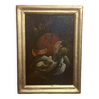 Flemish painting, oil on wood, still life late 18th century collector's item