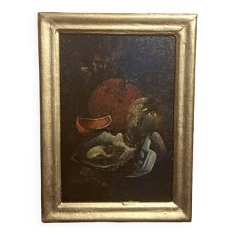 Tableau flamand, huile sur bois, nature morte fin 18ème siècle pièce de collection