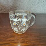 Service à liqueur en verre émaillé de blanc et de orange