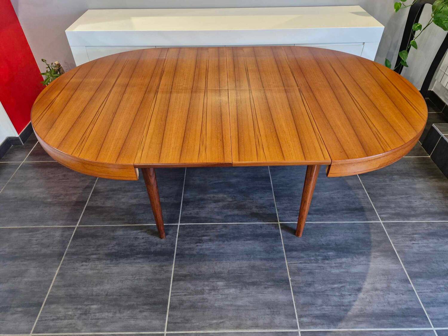 Scandinavian extendable teak round table, 1960s
