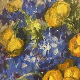 Old painting, still life with flowers, signed Marie Piat (1880-1977)