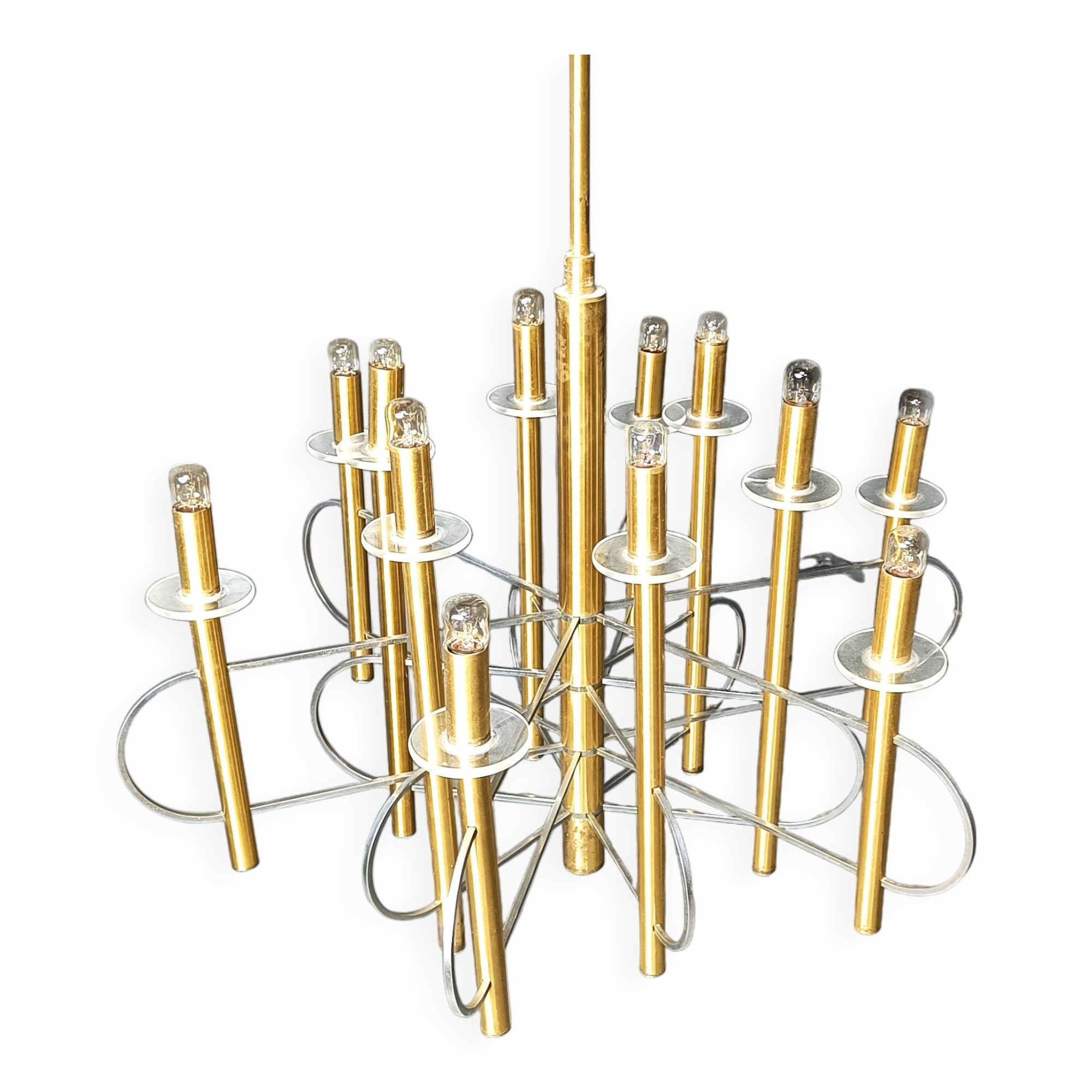 Sculptural chandelier by Gaetano Sciolari, 1970.