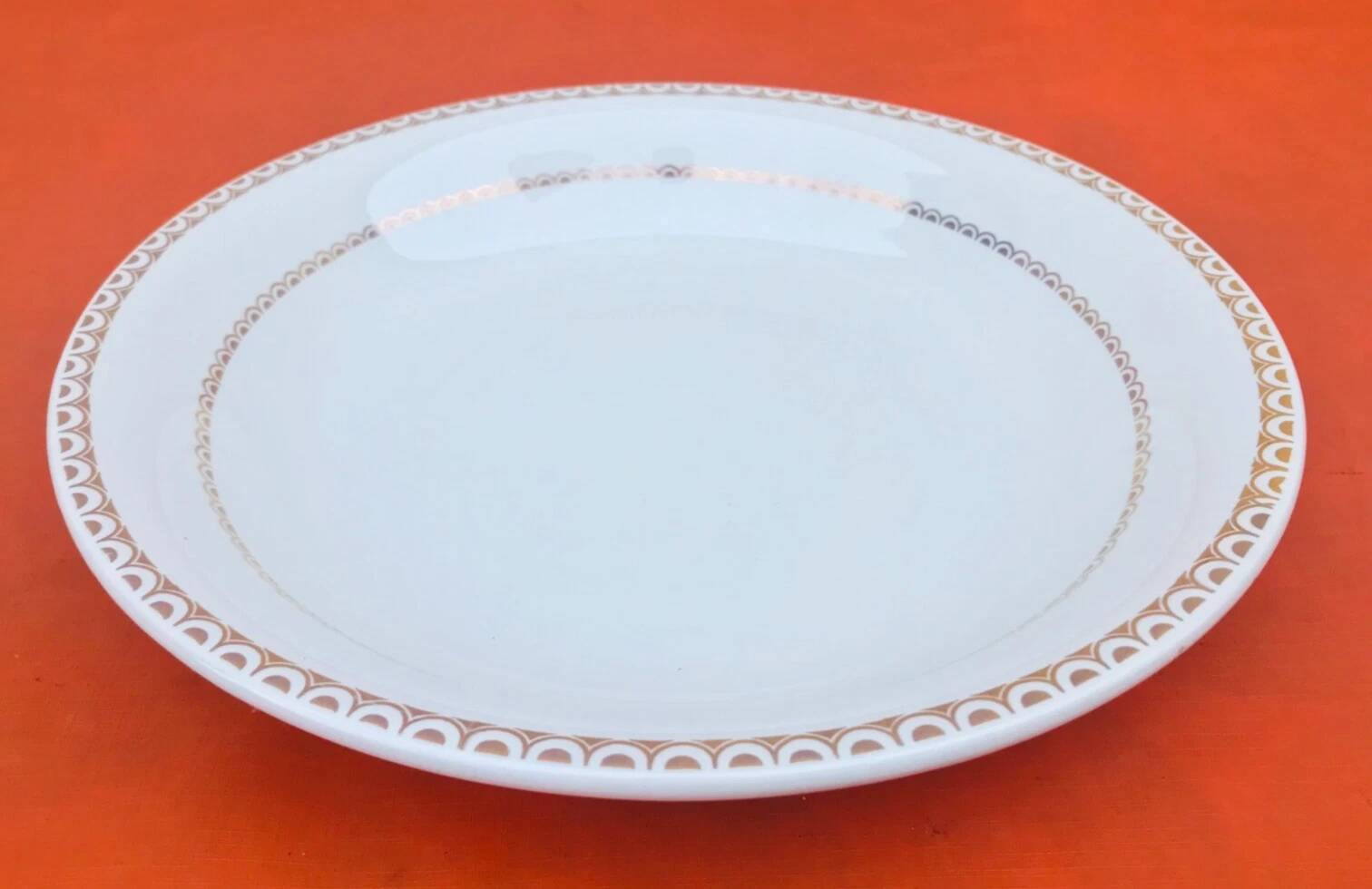 1950s Serving Dish Hollow Earthenware with Gold Frieze Decoration