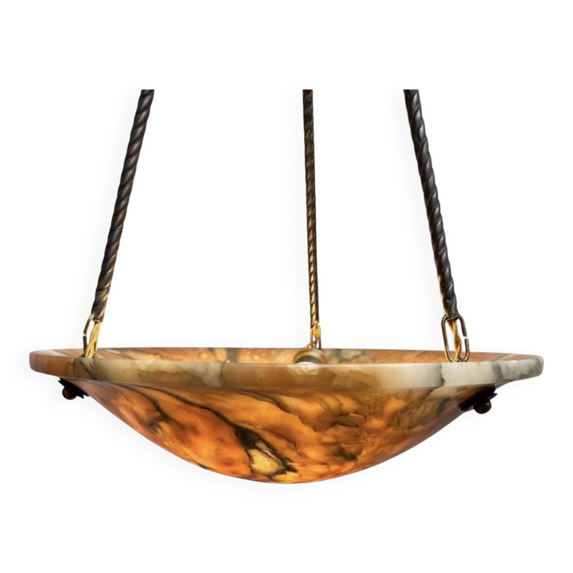 Antique alabaster Art Deco plafonnier chandelier