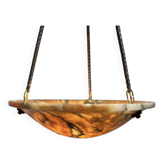 Antique alabaster Art Deco plafonnier chandelier
