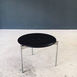Midcentury Modern Leather Tripod Stool by Uno & Östen Kristiansson for Luxus, Sweden, 1960s