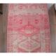 1970s Turkish Hand-Knotted Wool Cotton Pink Runner 88x334