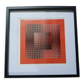 Tableau Op Art Victor Vasarely - Vintage Screen Print from the 70s Framed