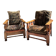 2 Armchairs with 2 Persian cushions