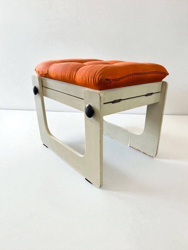 Tabouret d'appoint orange vintage / pouf / marchepied de cuisine