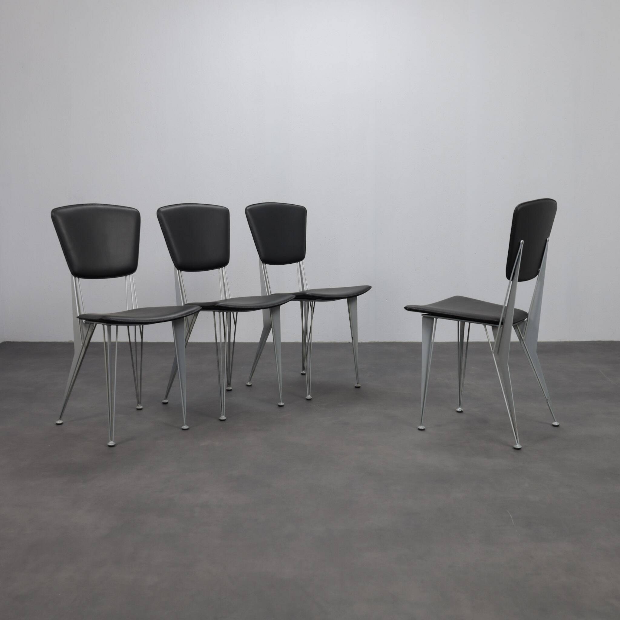 Set of 4 T38 dining chairs by Studio Archirivolto for Fasem, Italy, 1980s