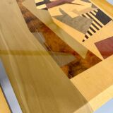 Table basse gigogne marqueterie géométrique design italien vintage