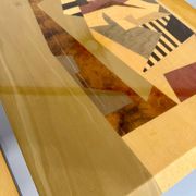 Table basse gigogne marqueterie géométrique design italien vintage