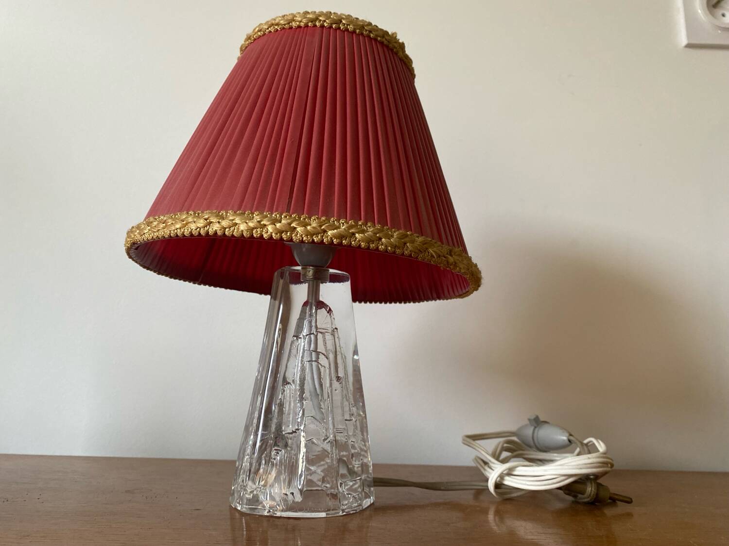 DAUM Lamp Model Iceberg Crystal + Vintage Shade Made In France