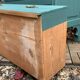 Old grey green high chest of drawers H160