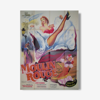 Movie poster old vintage red french cancan moulin lithograph 120 x 160 cm