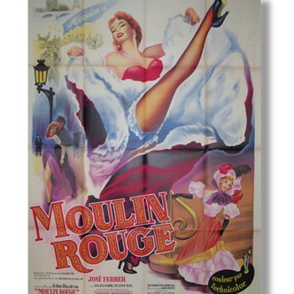 Movie poster old vintage red french cancan moulin lithograph 120 x 160 cm