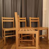 Set of 4 solid wood chairs 60/70 Franco-British College