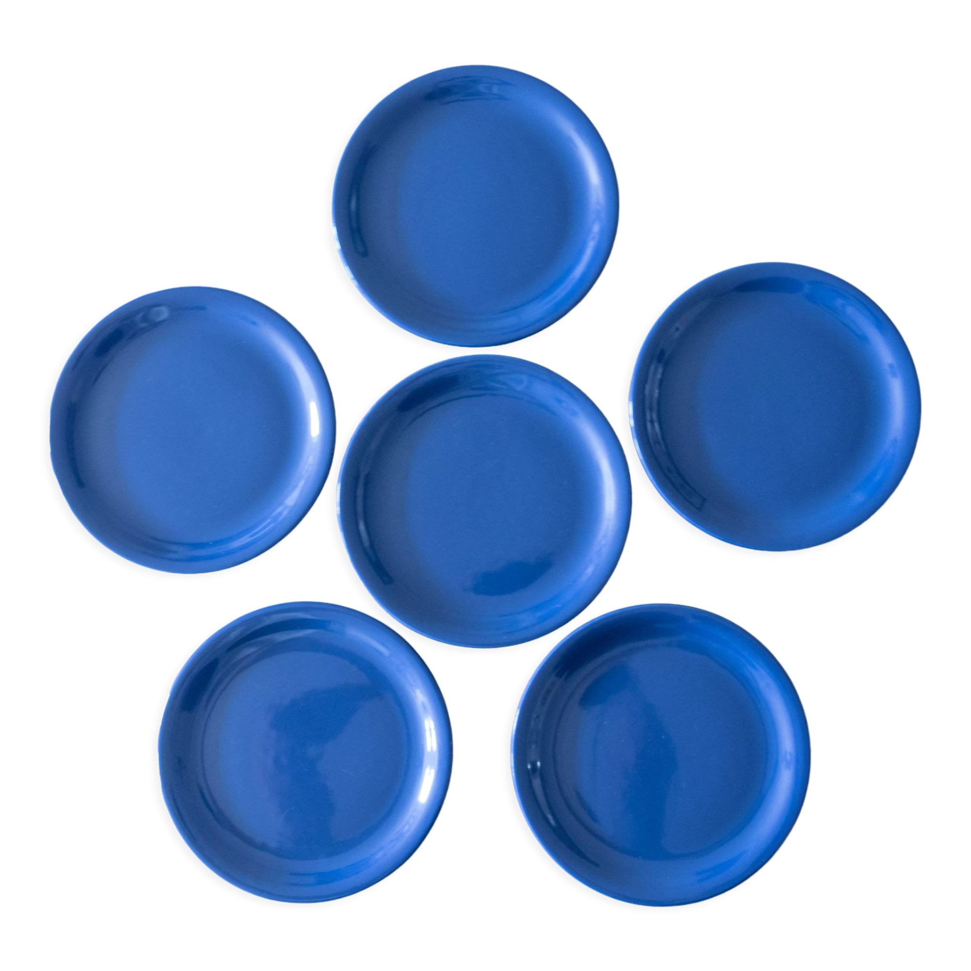 6 deep blue ceramic plates
