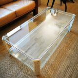 Italian travertine, perspex and glass coffee table, circa 1970