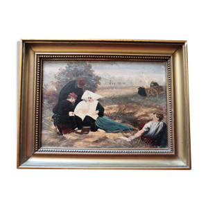 Peinture huile sur bois 19ème,