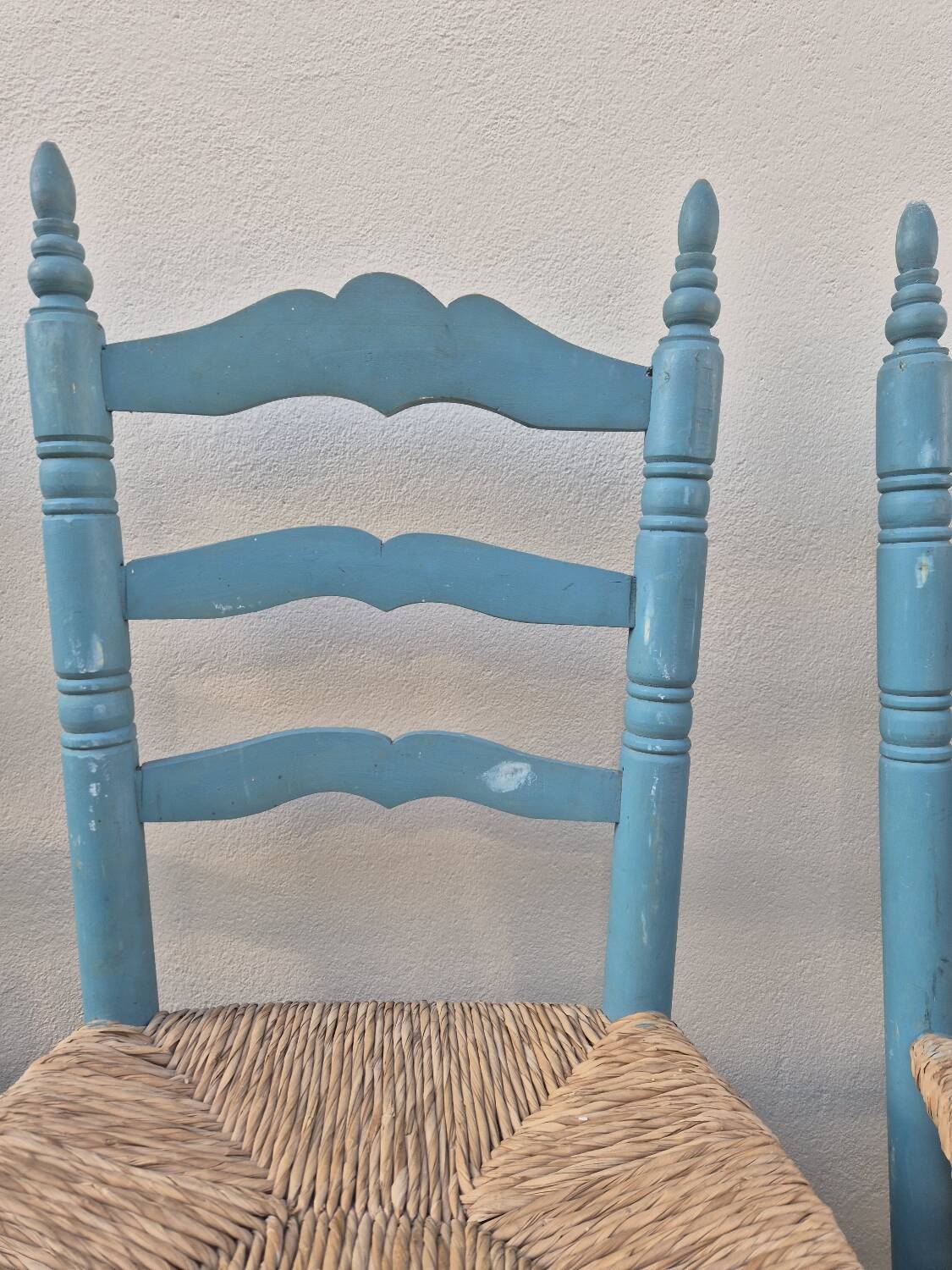 Set of 4 Provencal style straw chairs, old country house