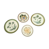 Lot of 4 mismatched plates herbarium vegetable decoration