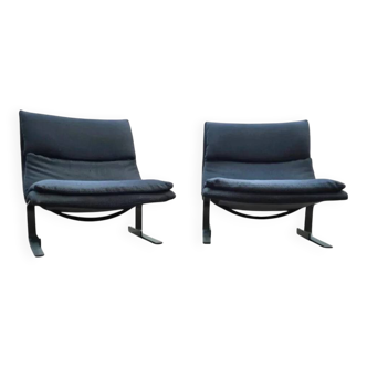 Vintage Italian design Onda Wave lounge chairs by Giovanni Offredi / Saporiti 1980s