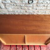 Vintage storage cabinet sliding doors feet compass