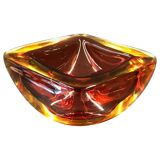 Cendrier en verre de Murano "ROUGE-ORANGE" en forme de coquillage, Murano, Italie, années 1970
