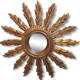 Vintage wooden Golden Sun mirror, 60 years