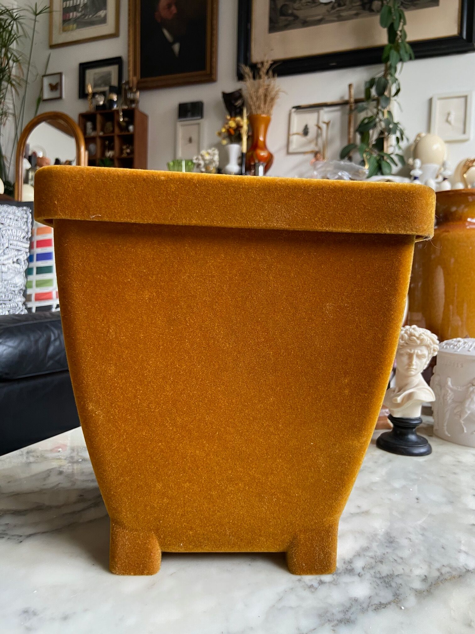 Orange velvet plant pot
